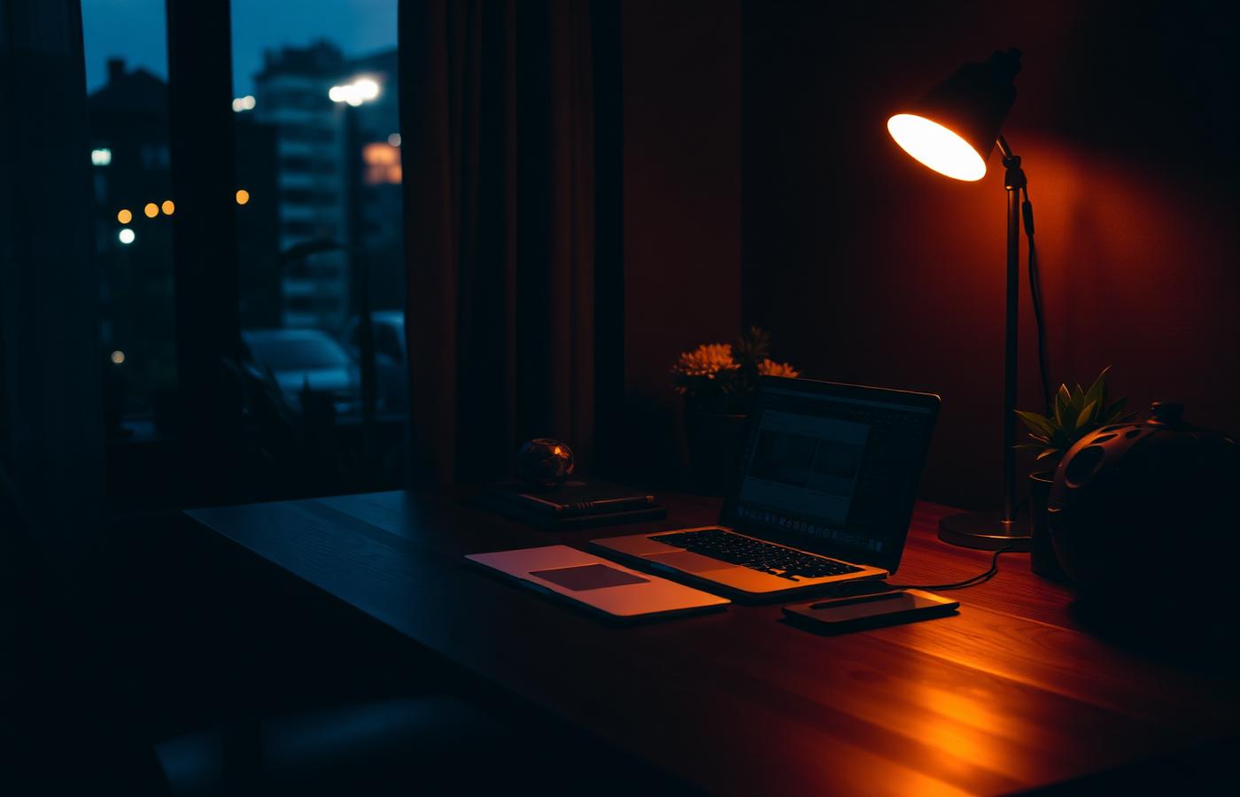 Workspace at night