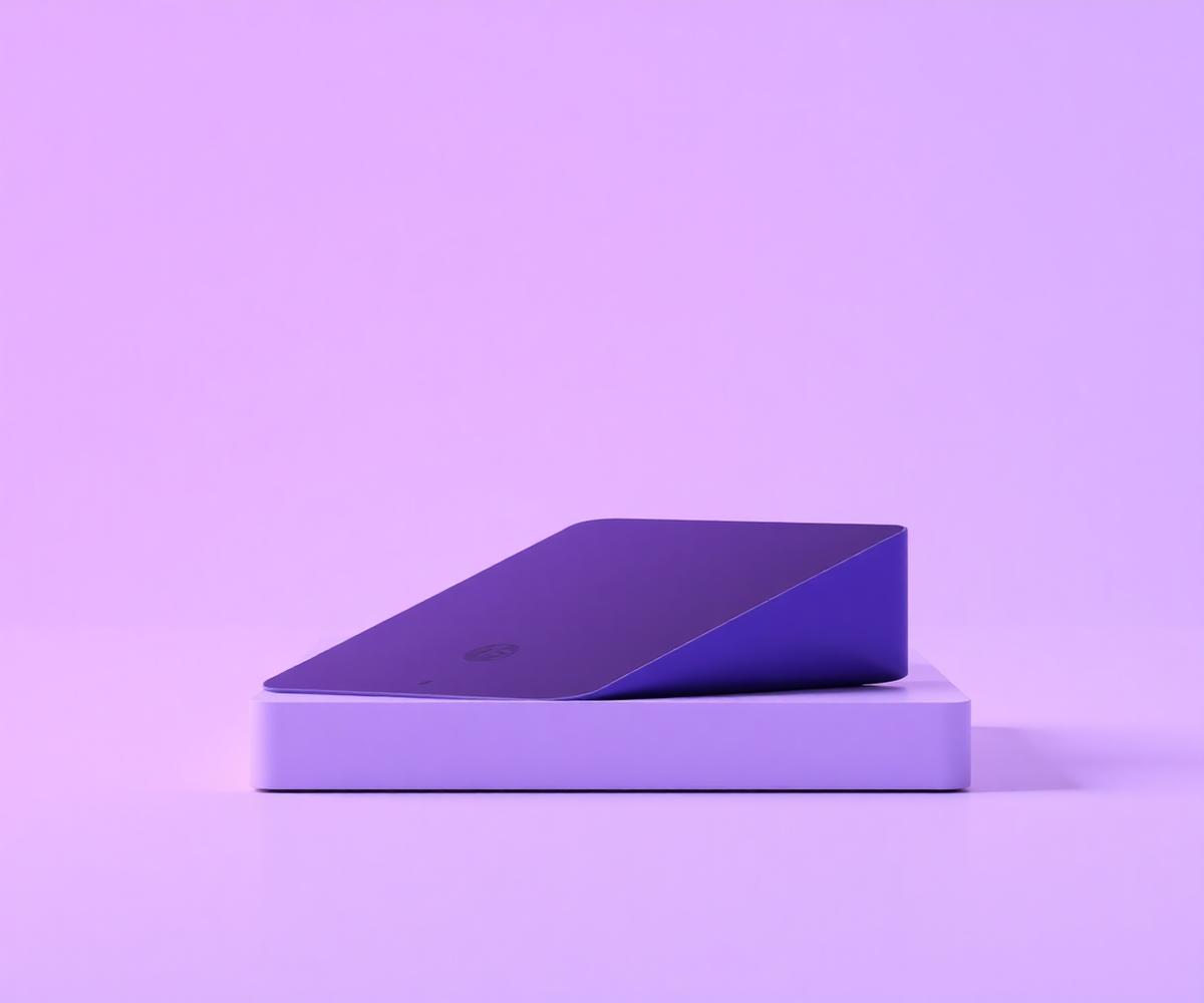 Sleek device on a purple gradient
